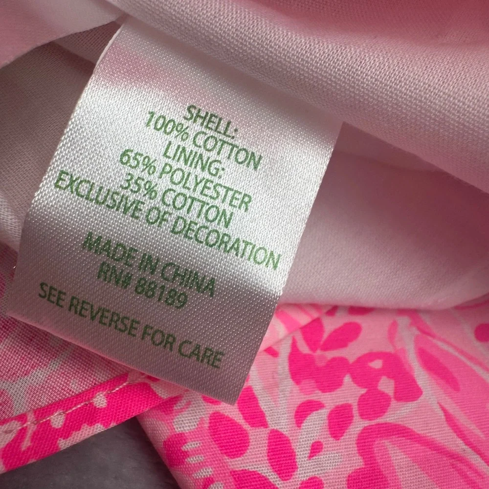 Lilly Pulitzer Girls Pink White Floral Lace Trim Sleeveless Flare Dress Size 8